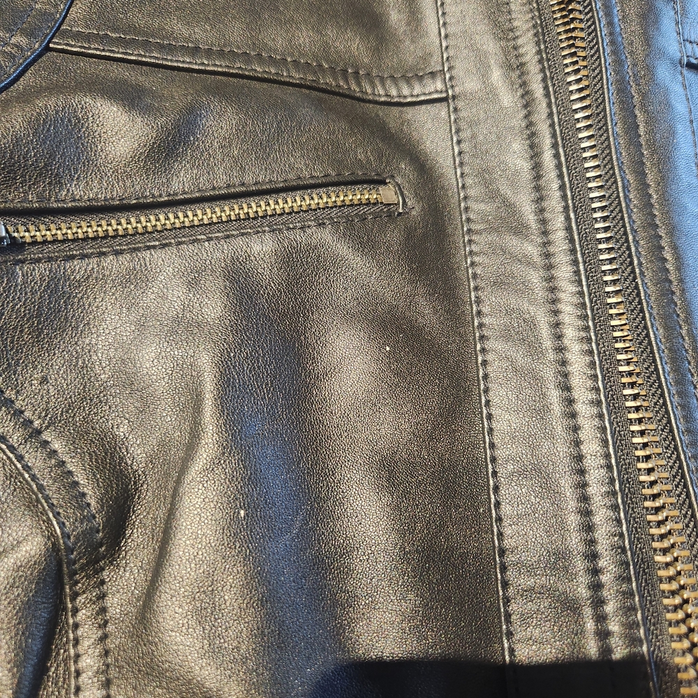 Mango Black Leather Jacket - Picture 4 of 7